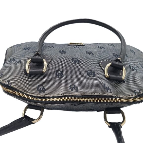 Dooney & Bourke Large Gray Monogram Canvas & Leather Trim Dome Satchel Bag GUC - Picture 12 of 12